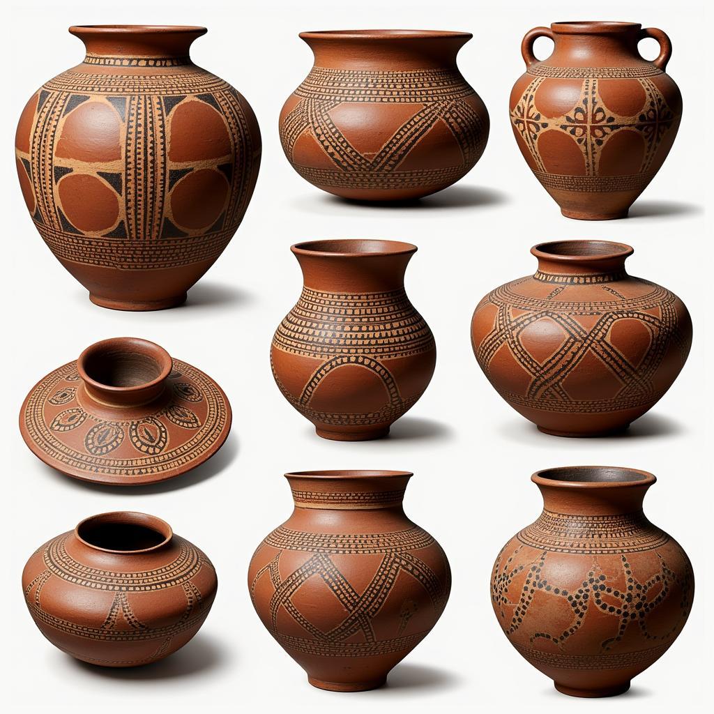 Ancient African Pottery with Dot Designs