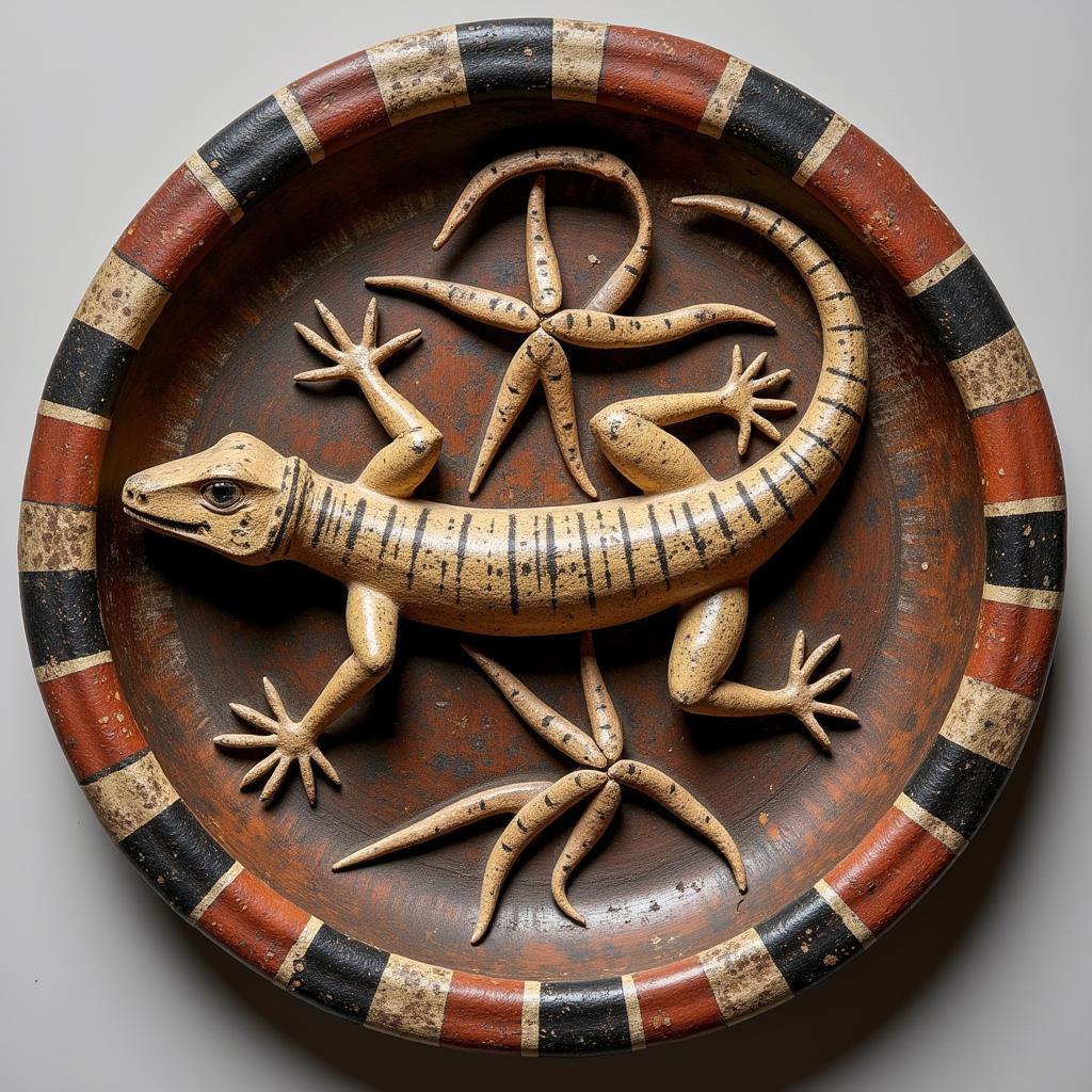 African cultural representation of the dragon lizard in art