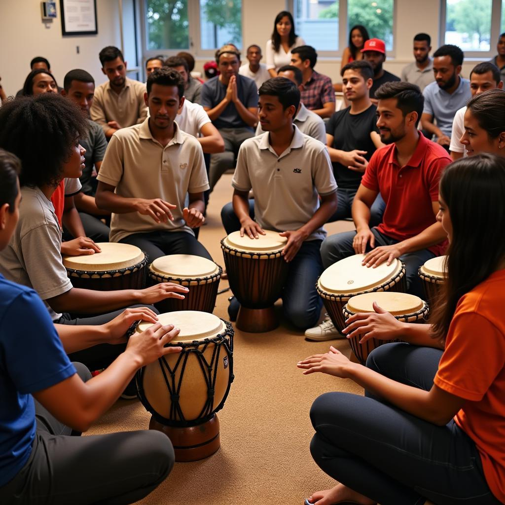 African Drum Circle in a Community Setting