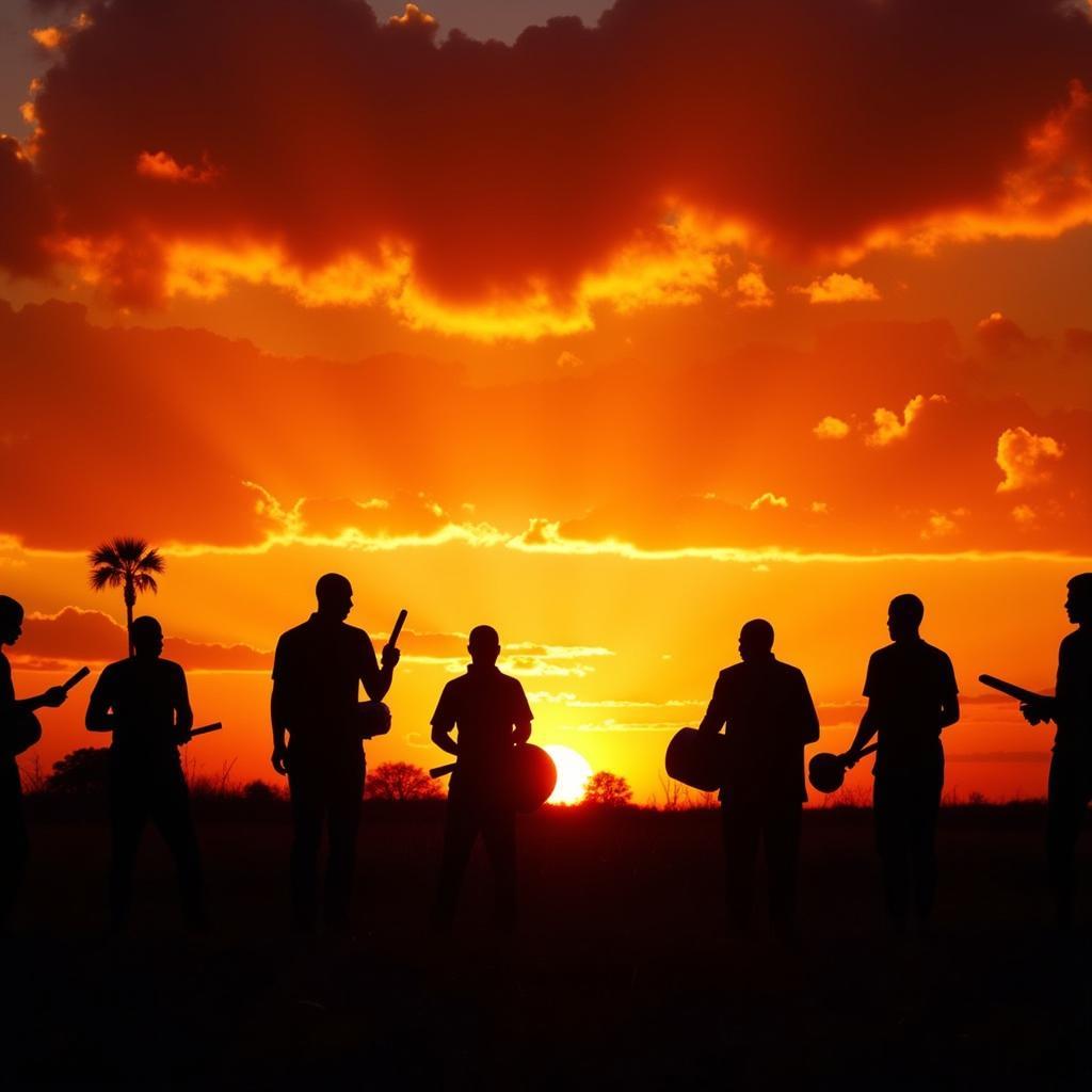 African Drum Circle Wallpaper Sunset