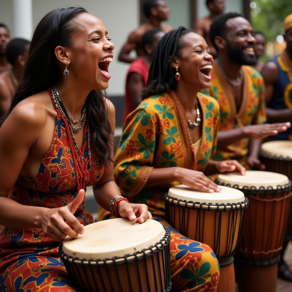 African drummers celebrating their heritage through rhythmic music