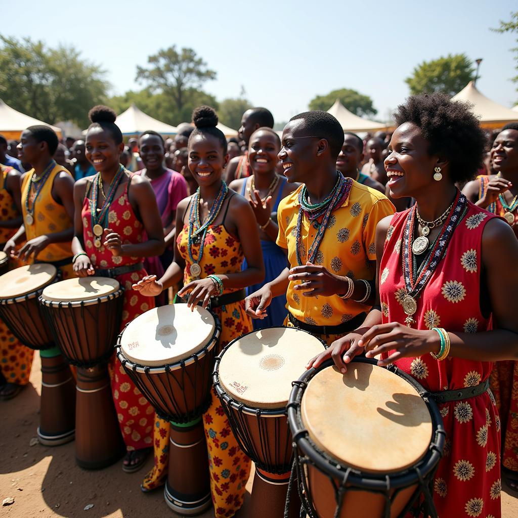 African Drummers at a Traditional Music Festival