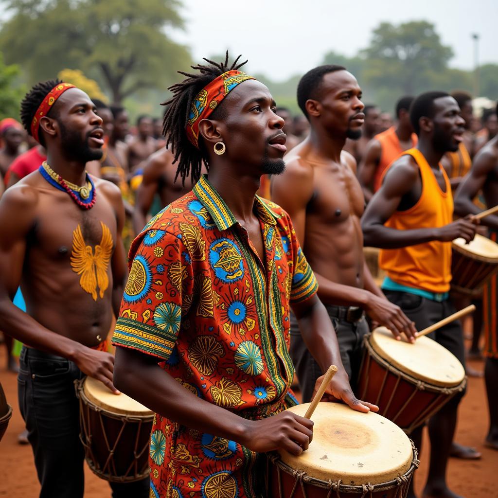 Traditional African Drummers in Ceremony