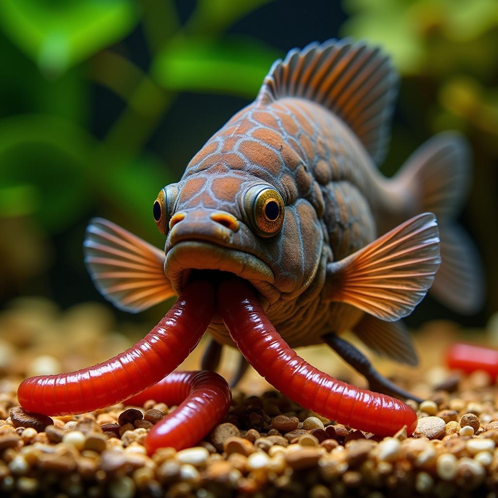 African Dwarf Cichlid Feeding