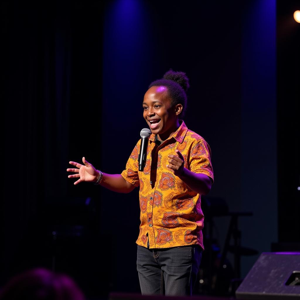 African Dwarf Comedian Performing on Stage