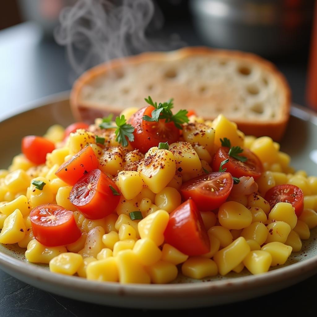 African Eggs and Tomatoes Breakfast