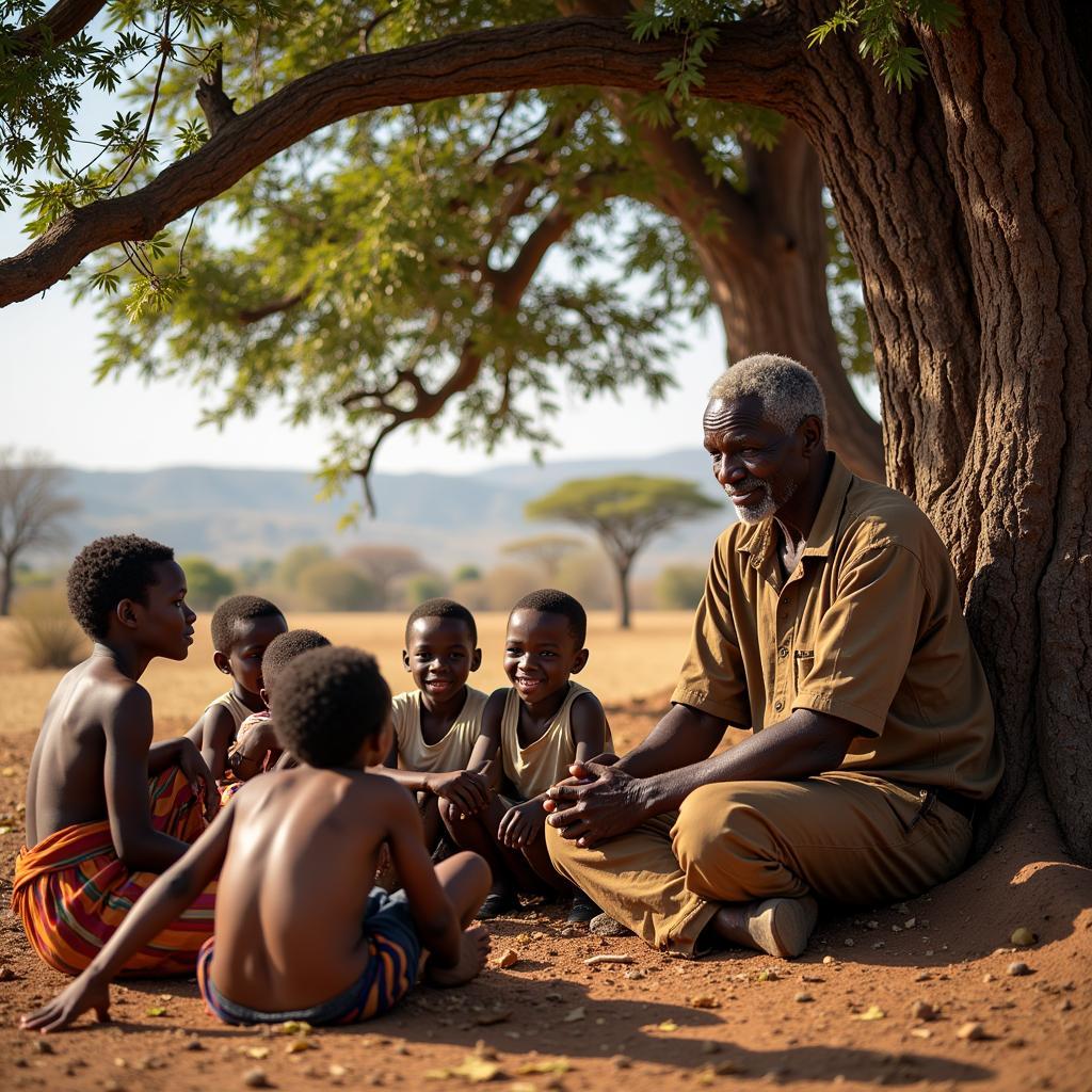 African Elder Sharing Stories of Names