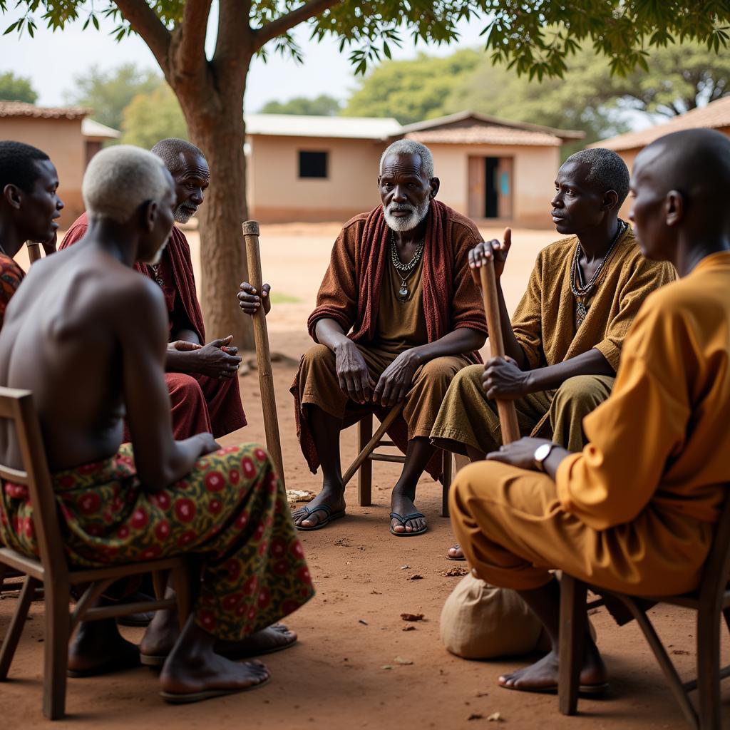 African Elders Meeting in the Village Square