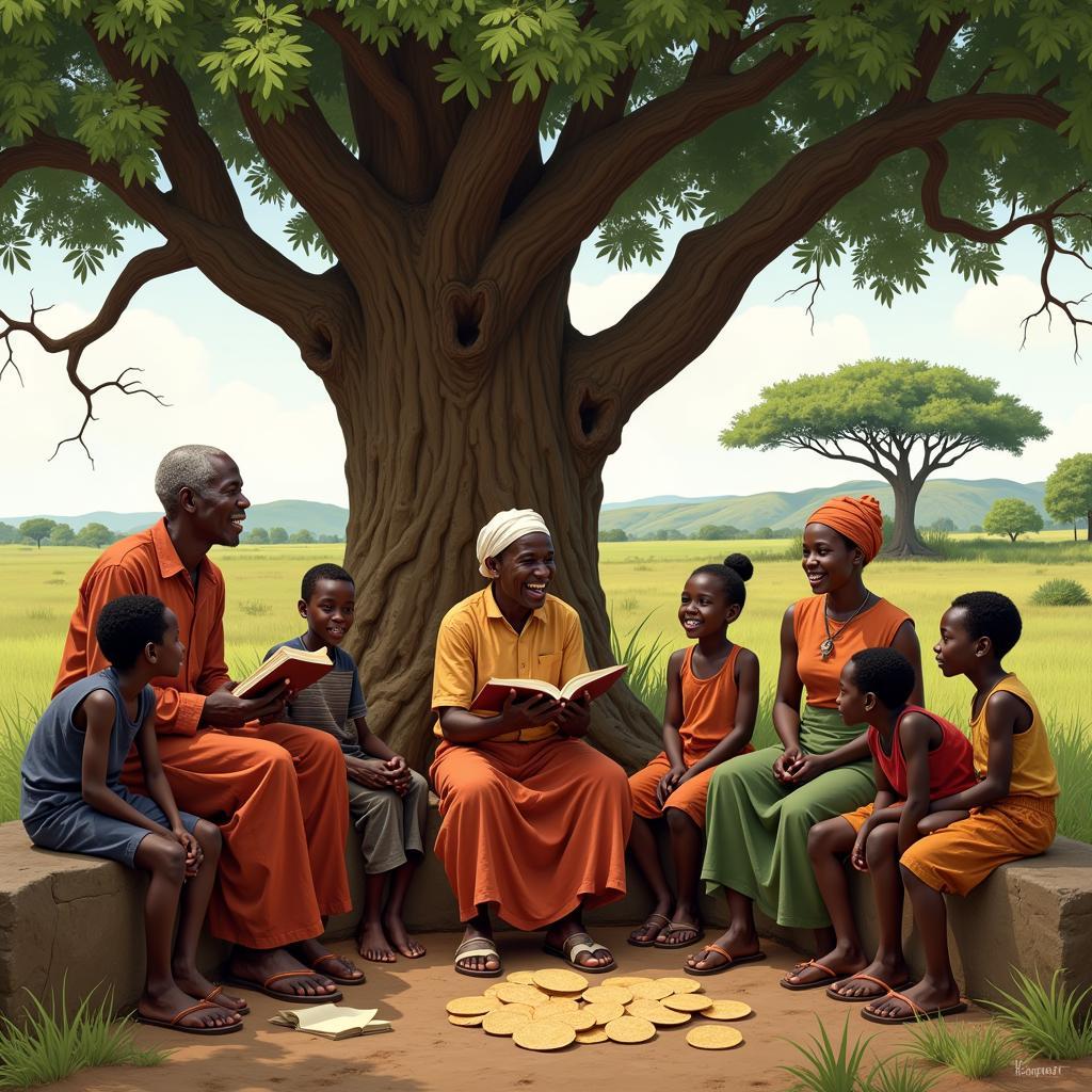 African Elders Sharing Stories with Children