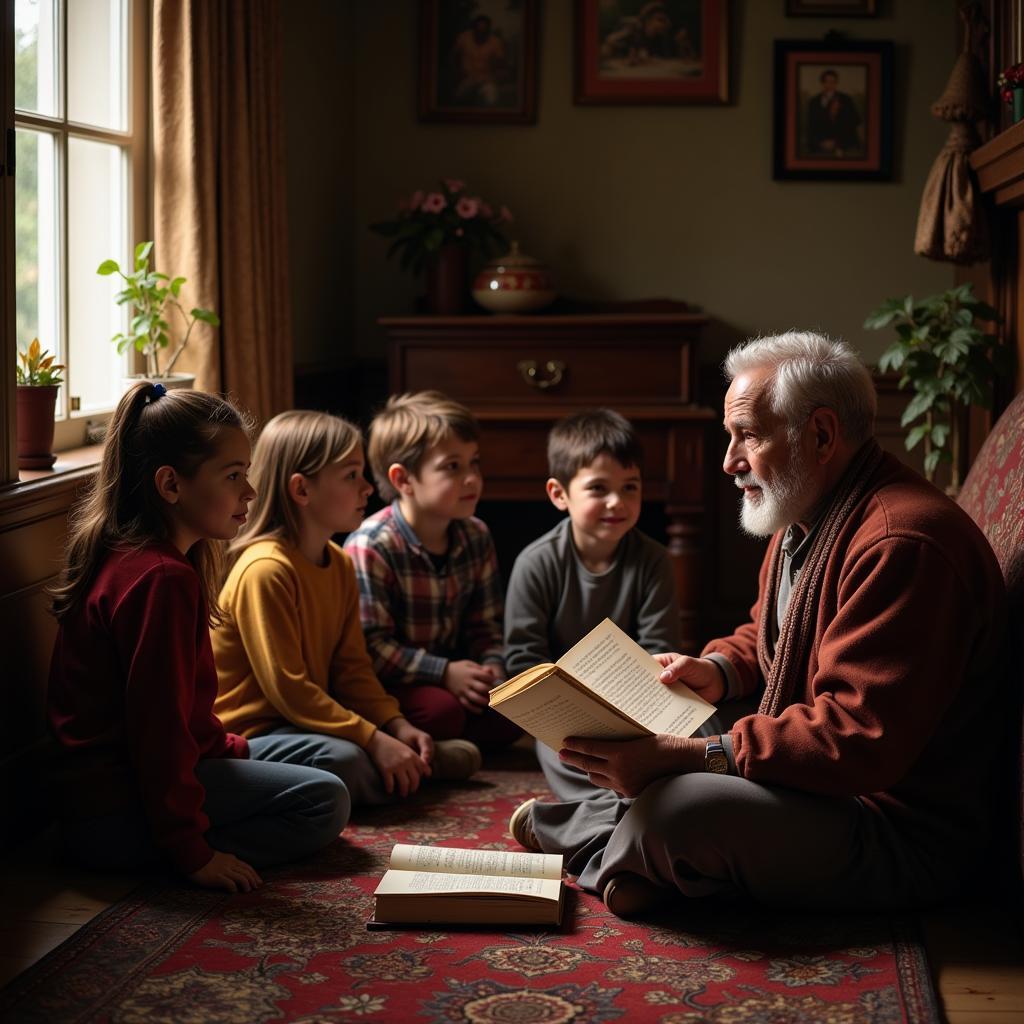 African Elders Sharing Stories with Children