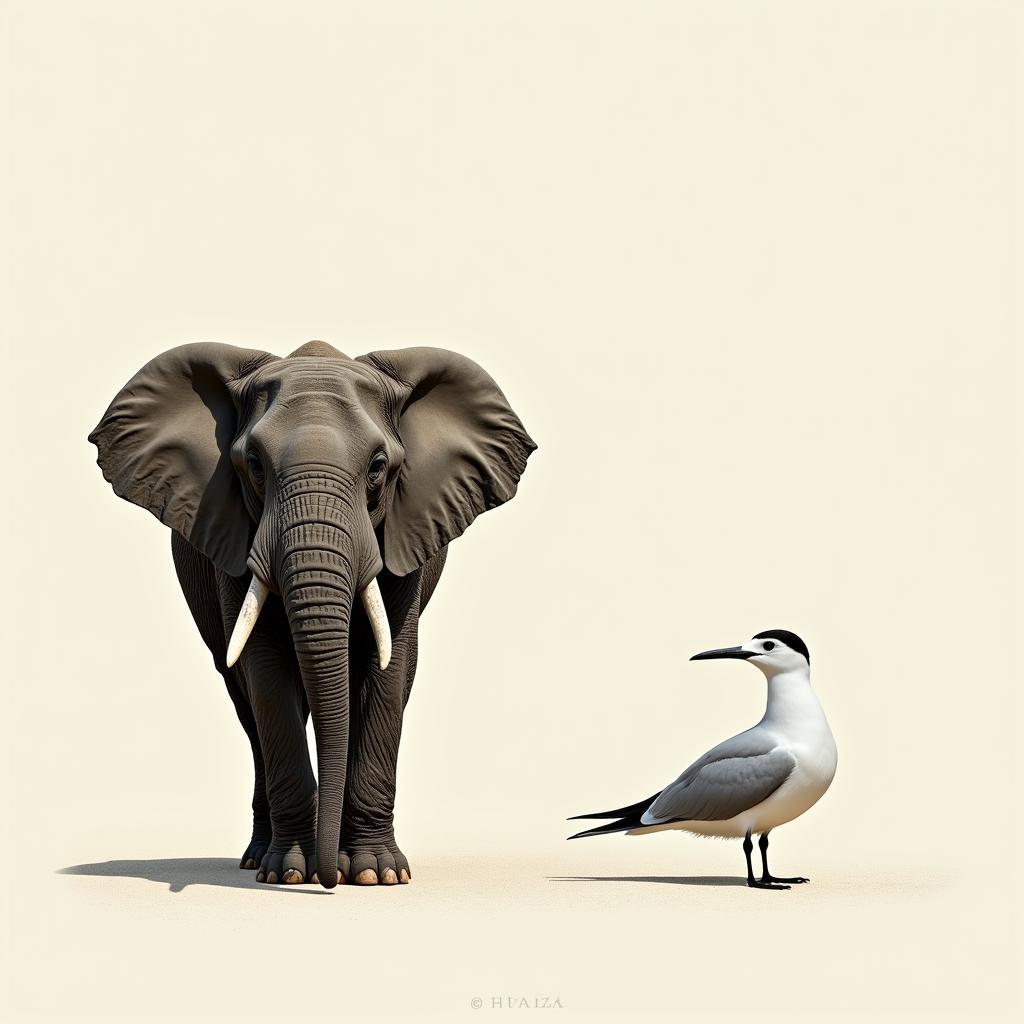 African Elephant and Arctic Tern Size Comparison