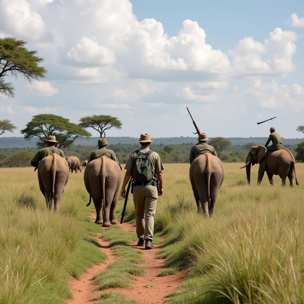 African Elephant Conservation Efforts: Anti-Poaching Patrol