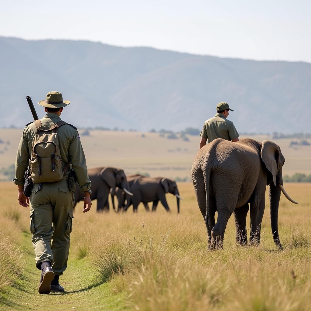 Image of rangers protecting elephants