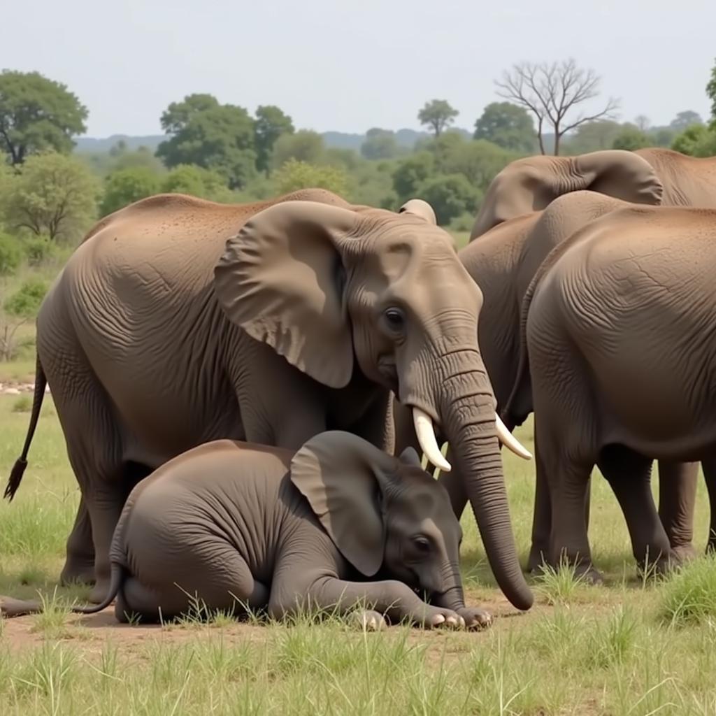 African Elephant Family in HD Video