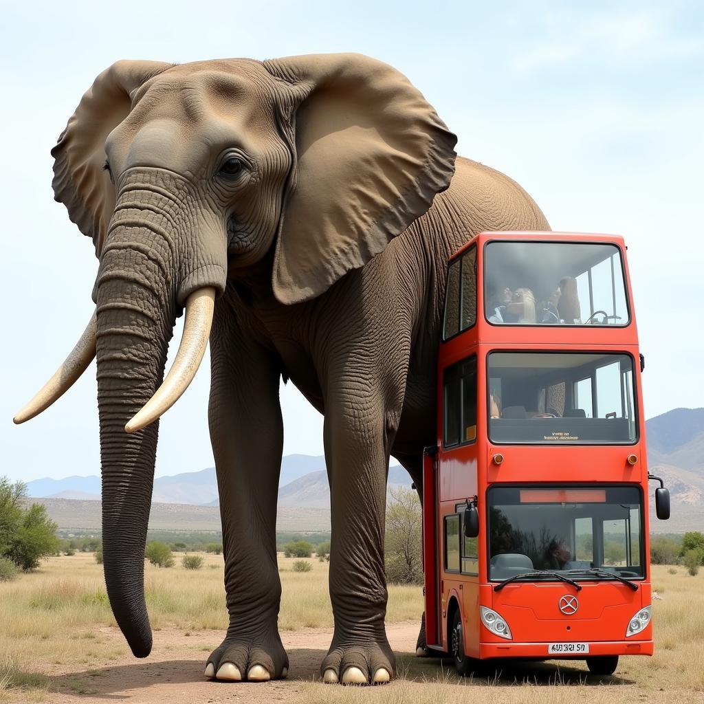 African Elephant Height Compared to Double-Decker Bus