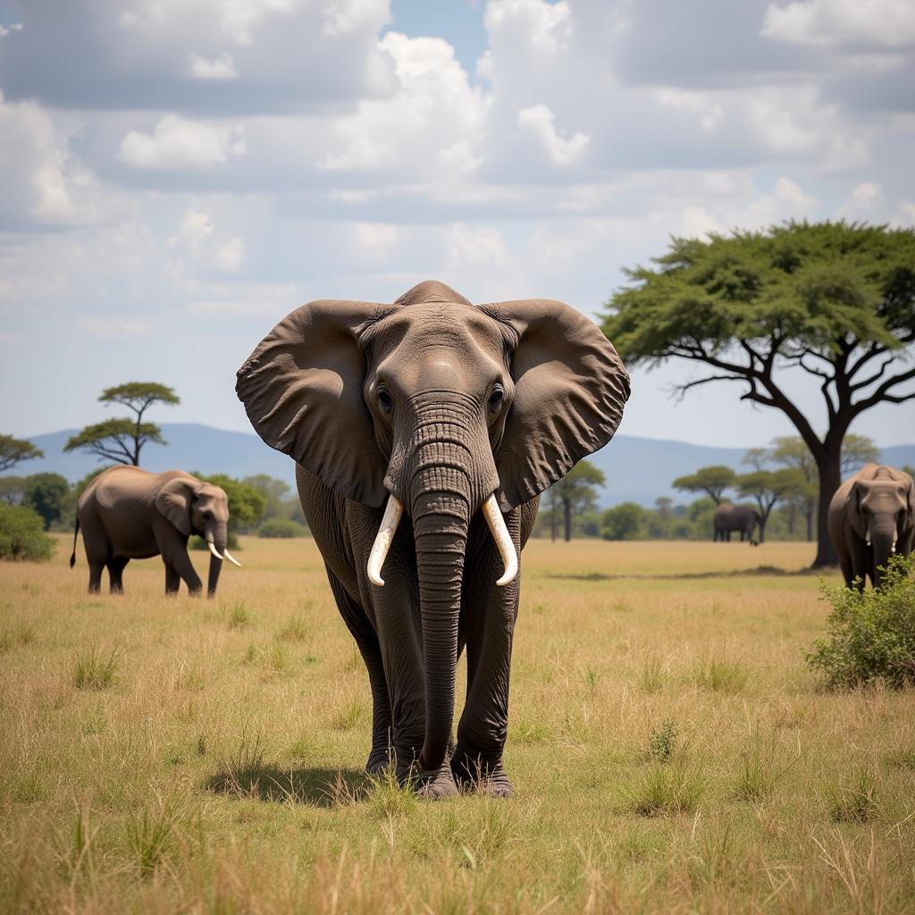 African Elephant in Savanna Habitat