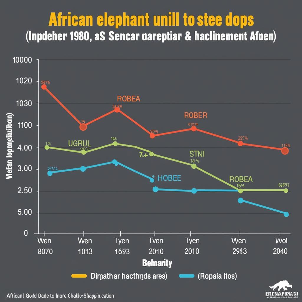 Graph showing the decline in African elephant populations over time