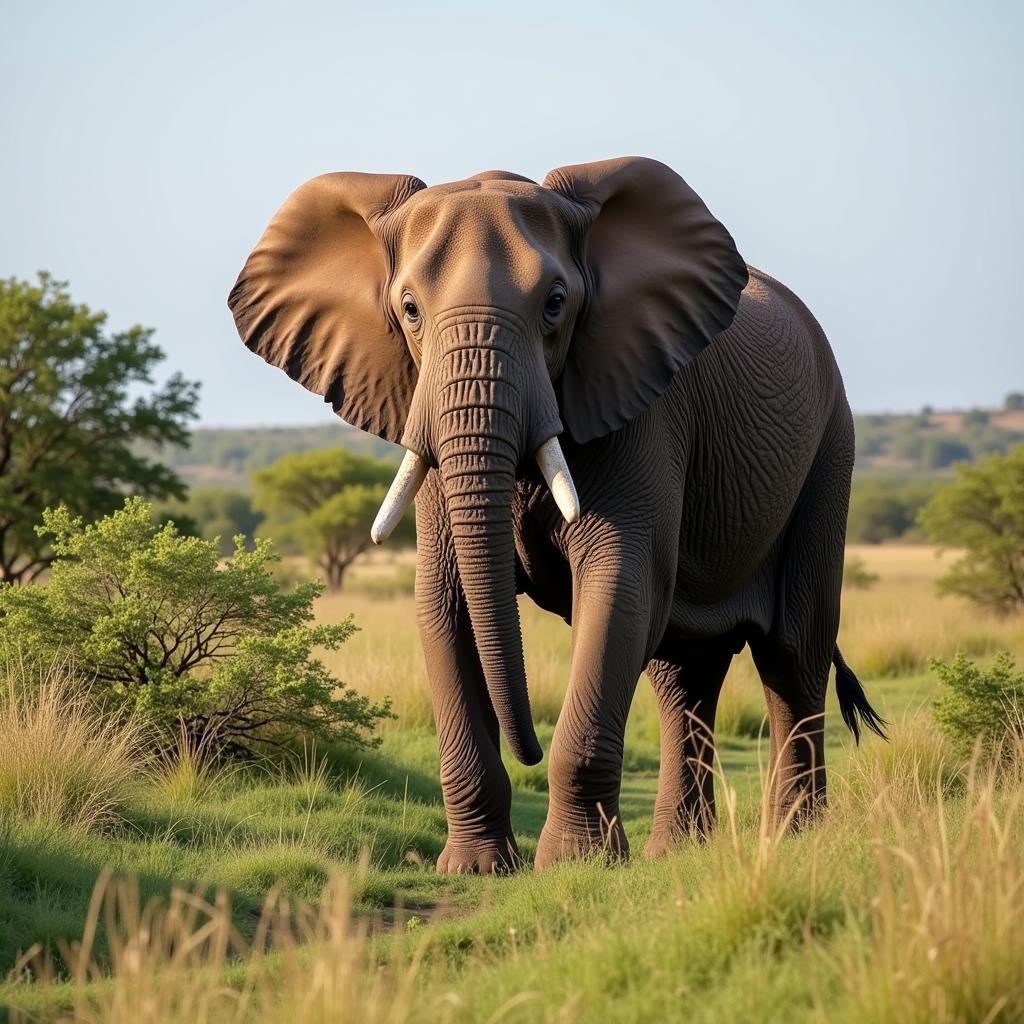 African Elephant Roaming the Savanna