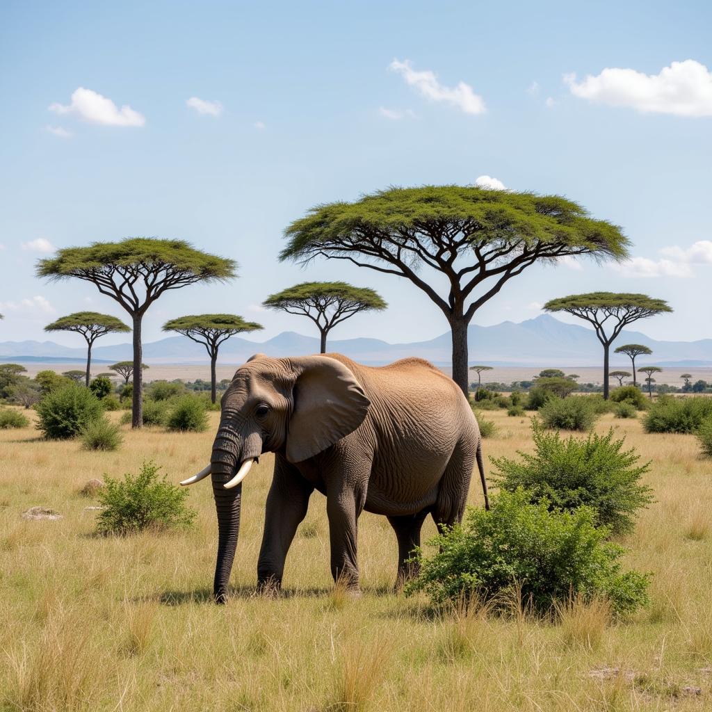 African Elephant in its Savanna Habitat