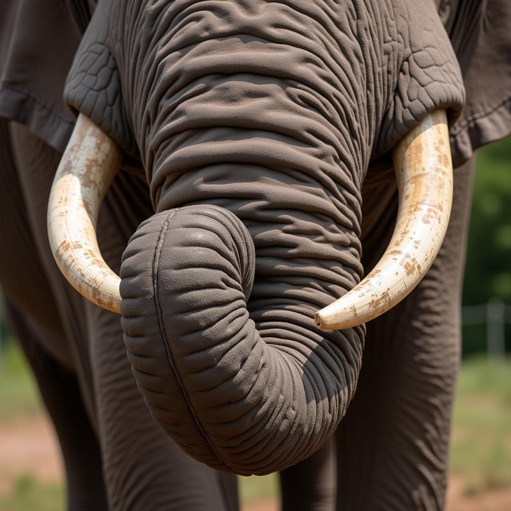 African Elephant Trunk Close Up