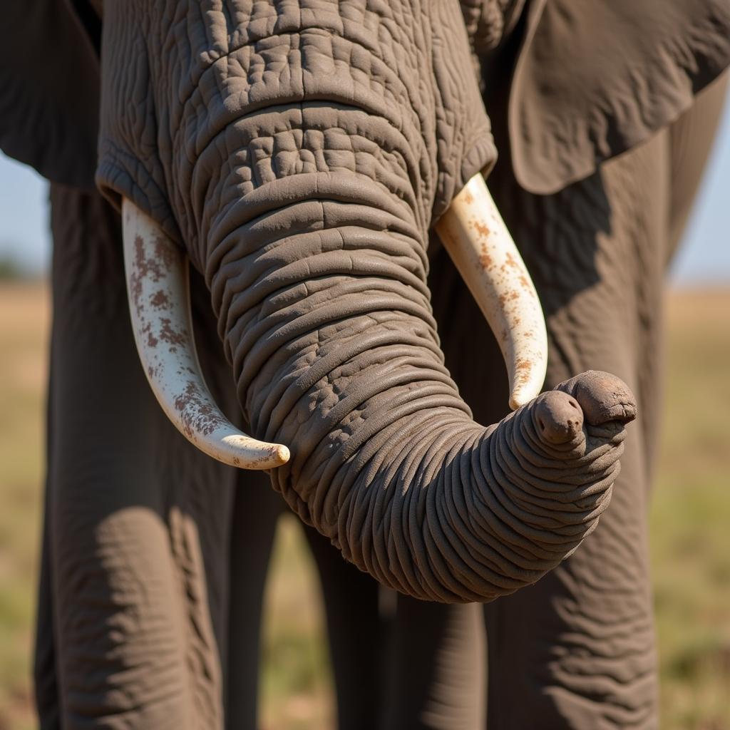 African Elephant Trunk Close-up