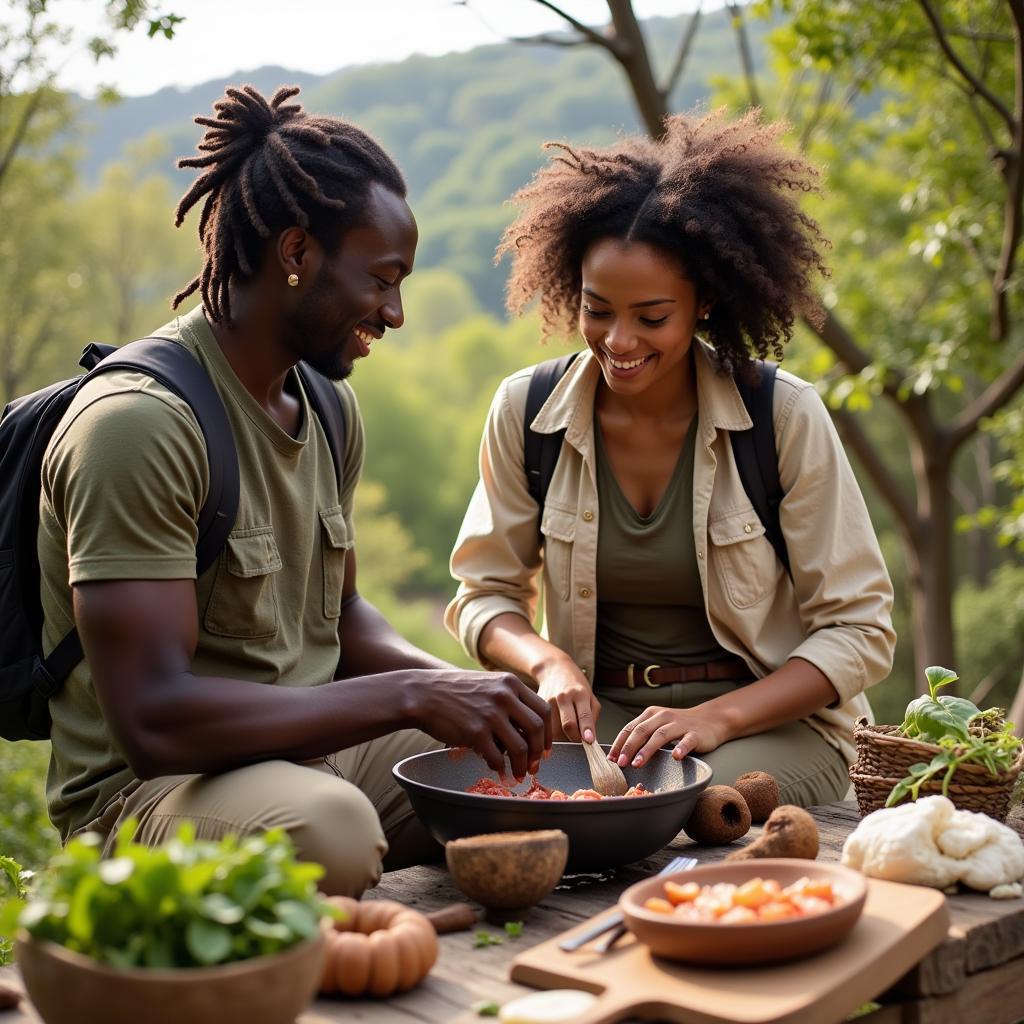 African and English Couple Enjoying a Shared Activity