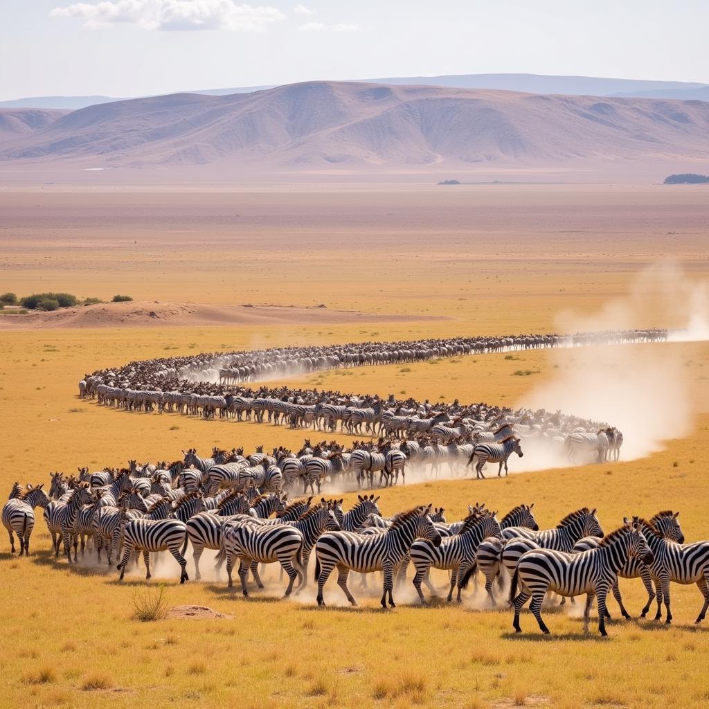 Zebra Migration in African Savanna