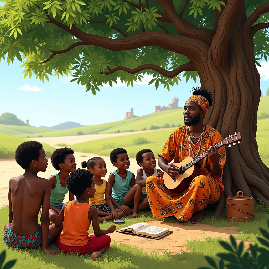 Oral Tradition of African Fables: Griot Sharing Stories with Children