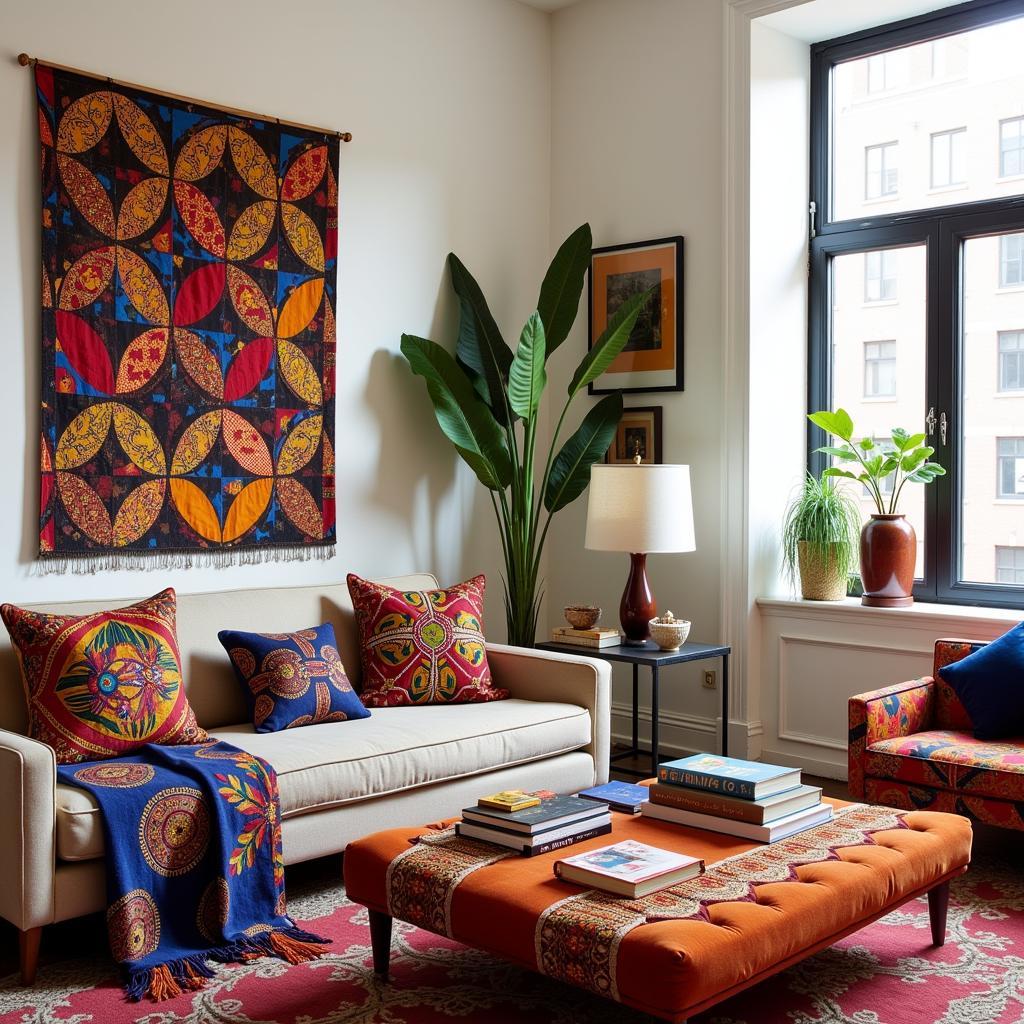 African Fabric Home Decor in New York Apartment