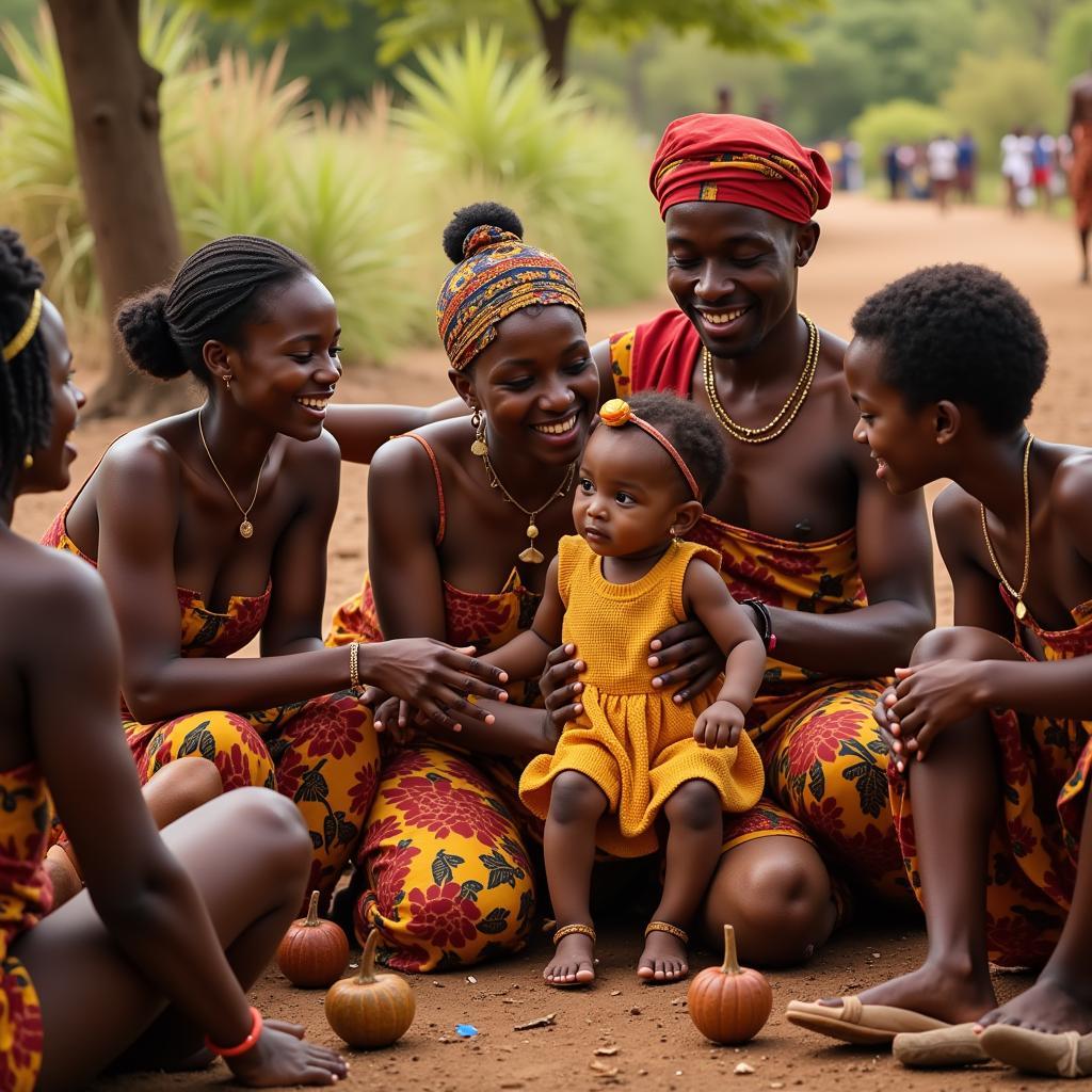 African Family Celebrating a Birth