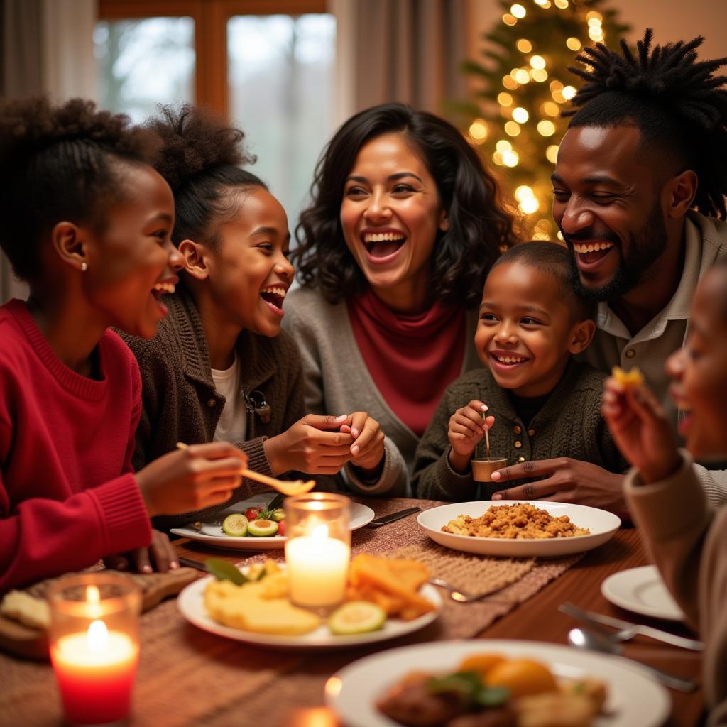 African Family Celebrating Christmas