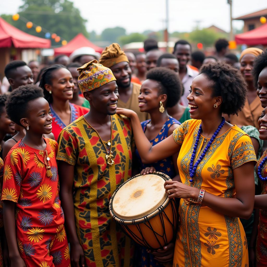 African Family Celebrating a Festival