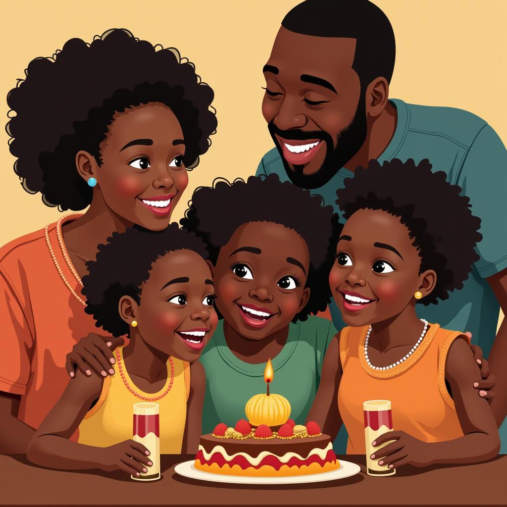 African Family Celebrating Together