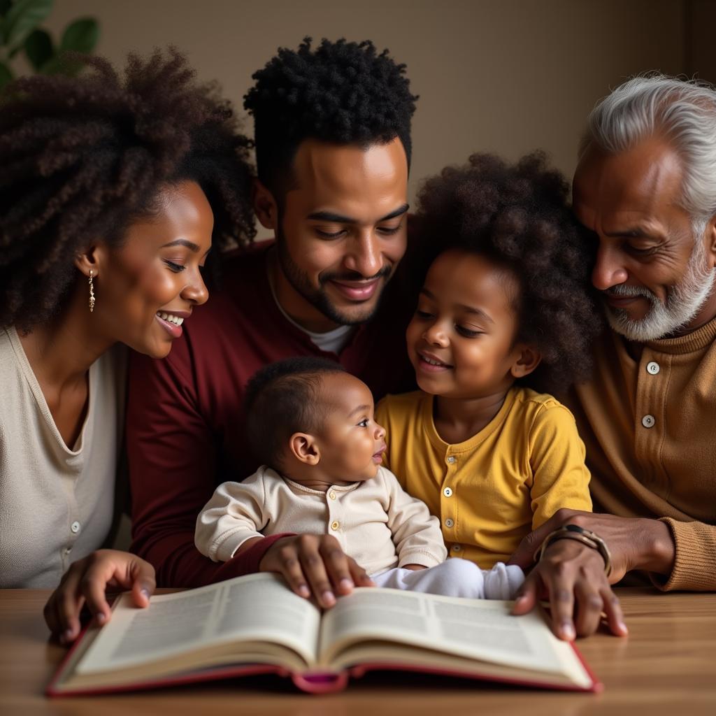 An African Family Choosing a K Name for Their Baby