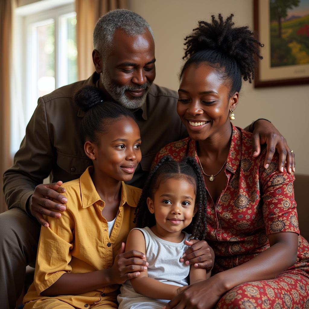 African Family Demonstrating Generational Bond