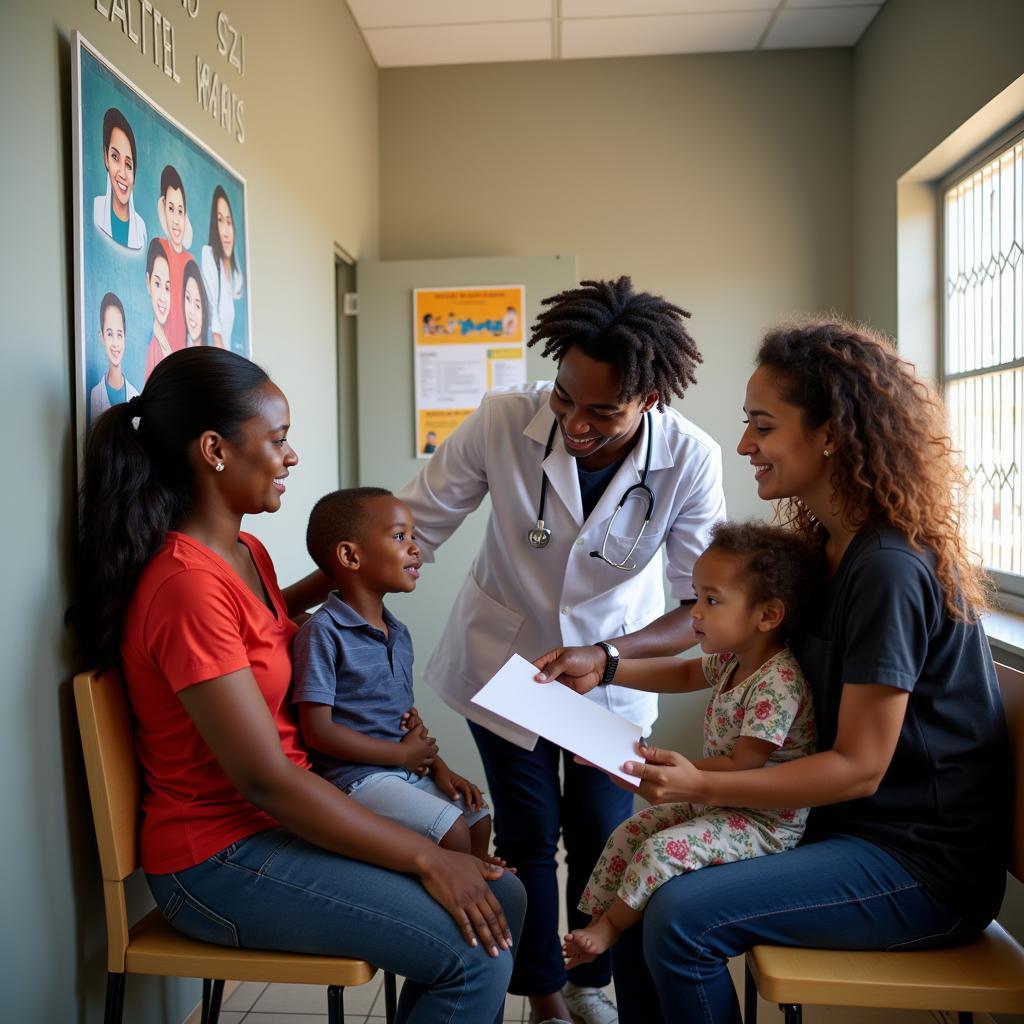 African Family Receiving Healthcare at a Local Clinic