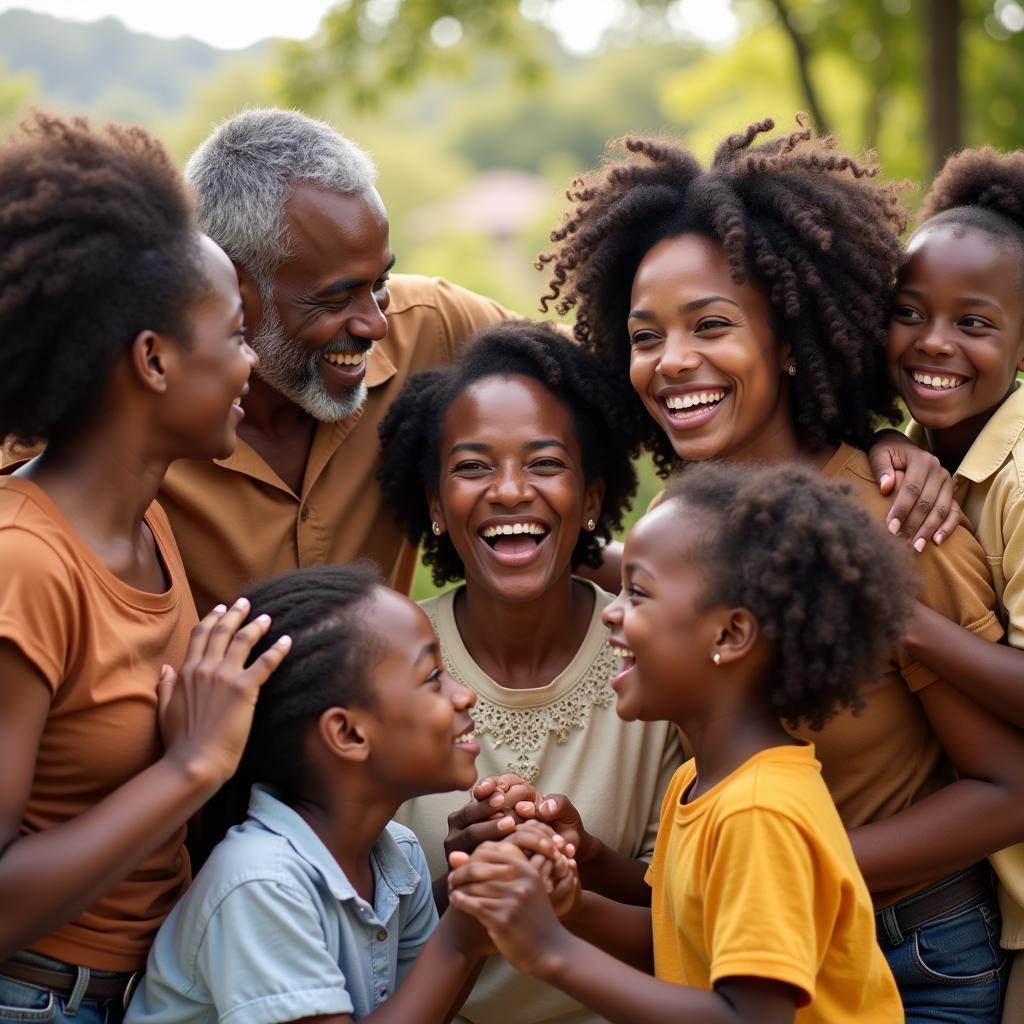 African Family Showing Affection