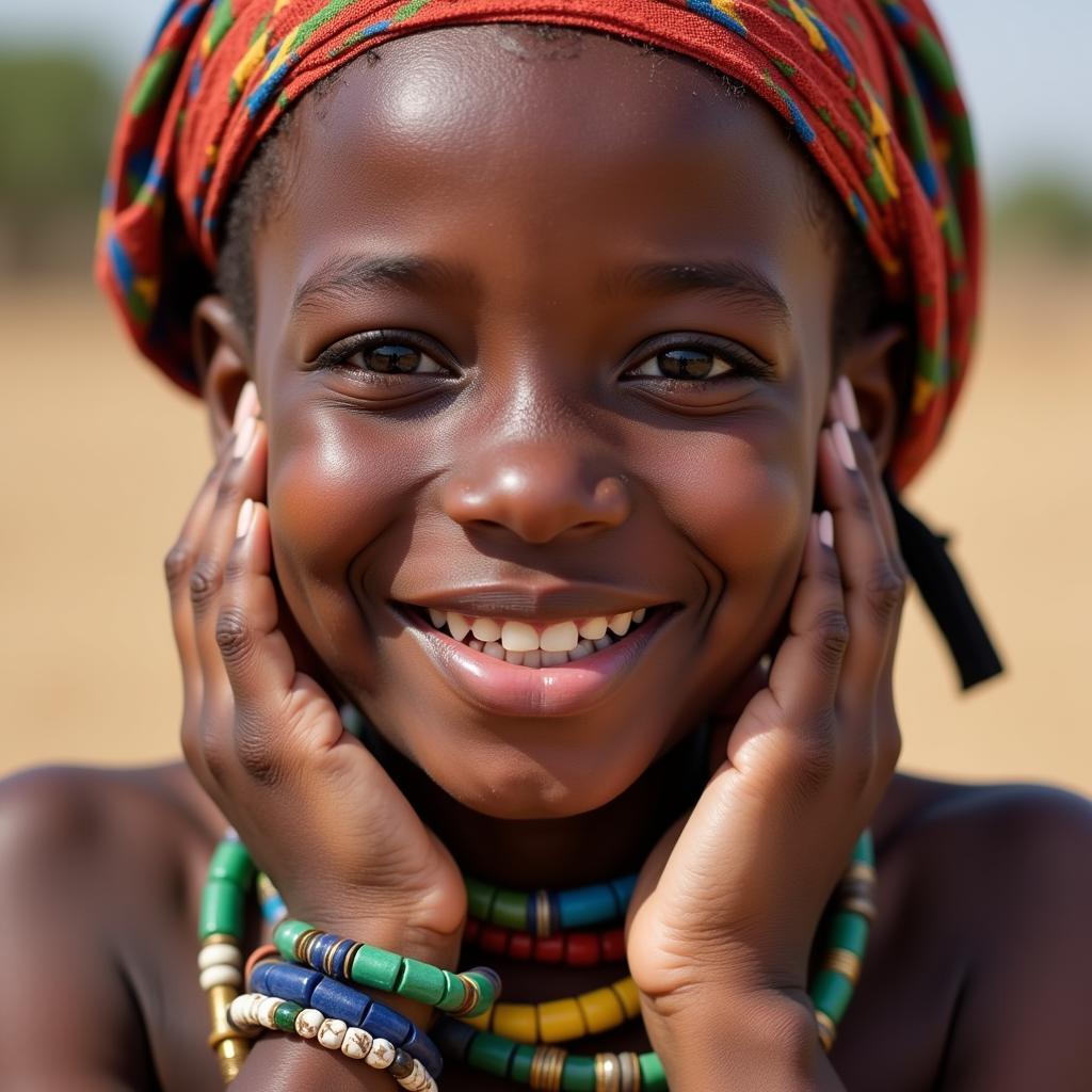 Child Wearing Handmade African Accessories