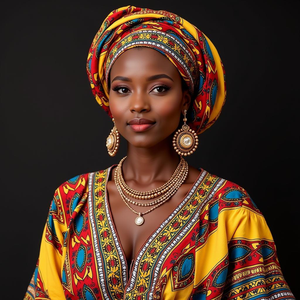 Woman in Traditional African Clothing