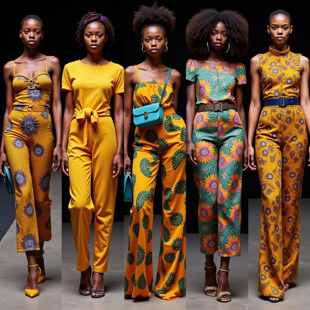 Modern African fashion designs that blend traditional elements with contemporary styles, showcasing the dynamic and evolving nature of African aesthetics.