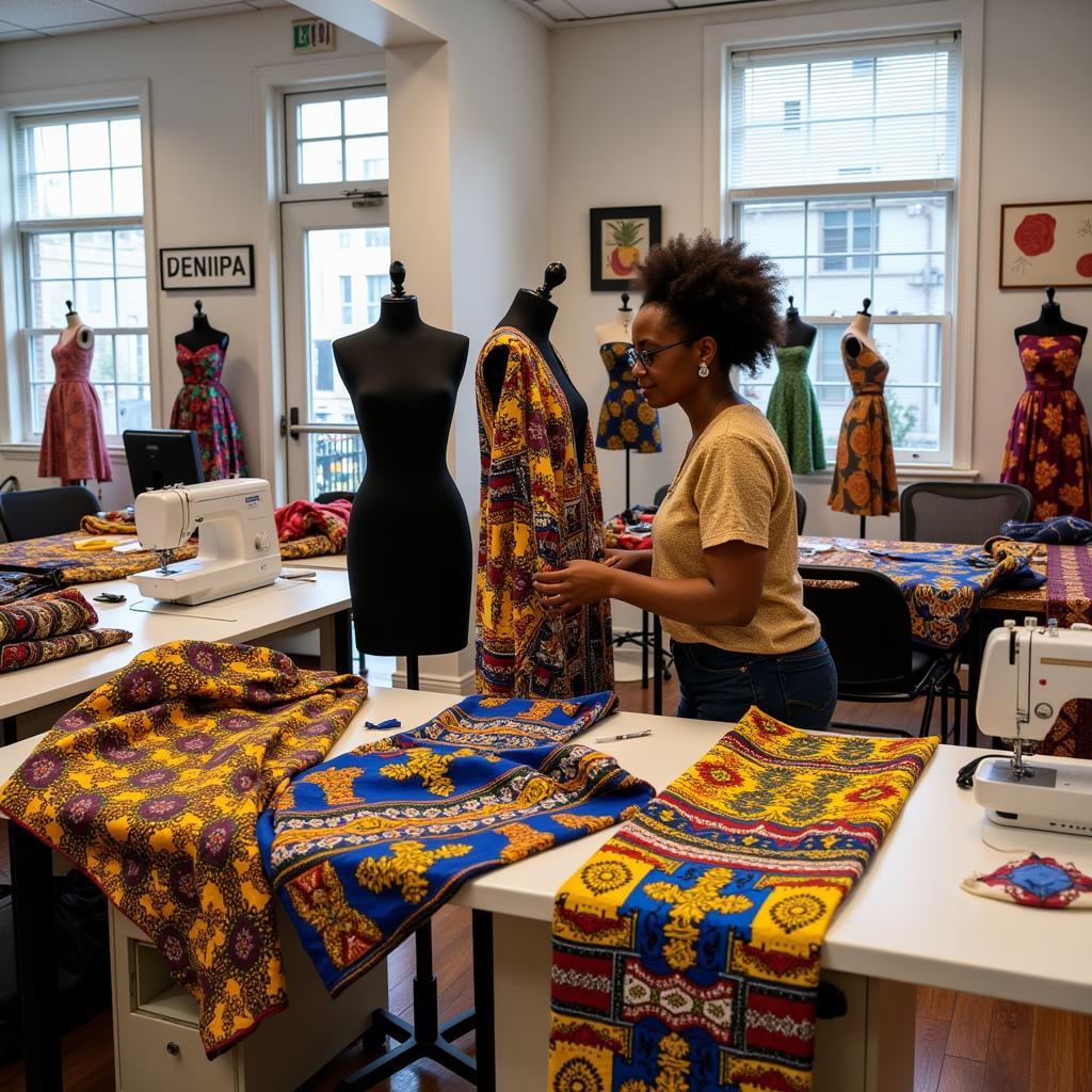 African Fashion Designer in their Houston Studio