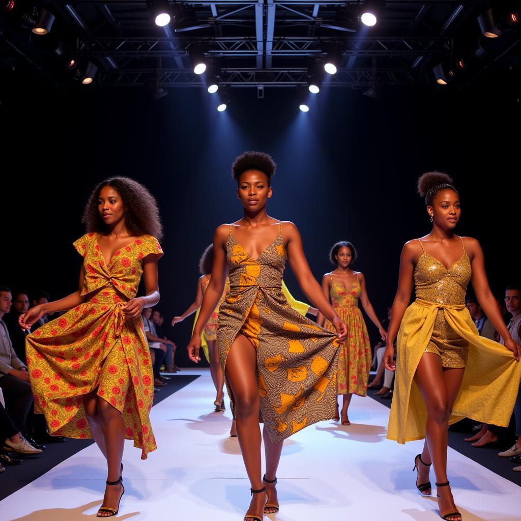 Vibrant energy of dancers in an African fashion show