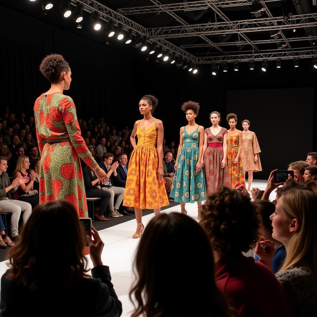 Audience members enjoying an African fashion show in Vienna