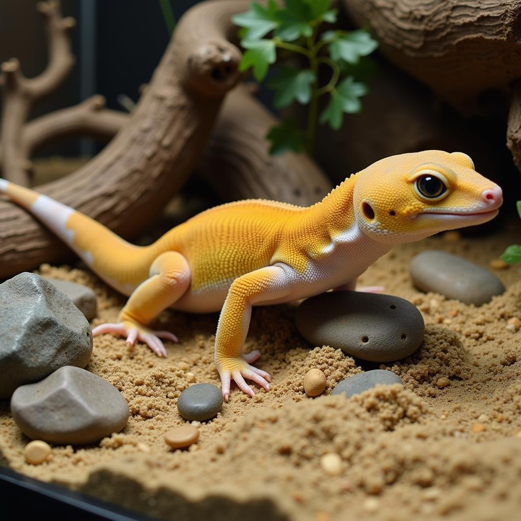 African Fat Tailed Gecko in Terrarium