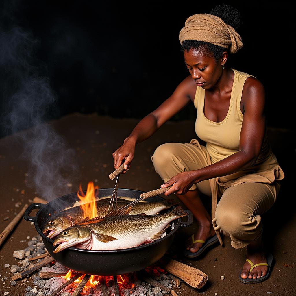 Preparing African Fatfish for a Meal