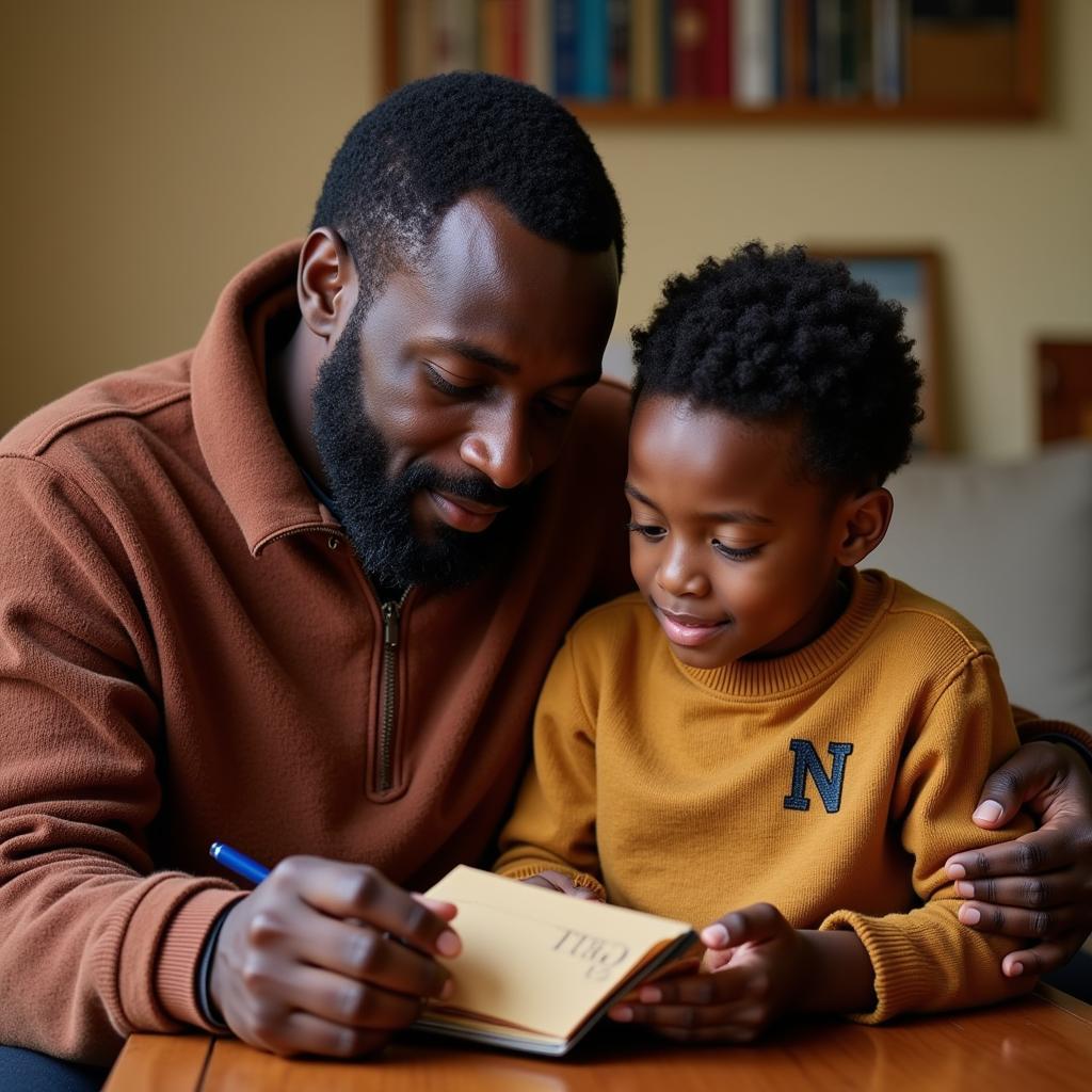 African Father and Son Bonding