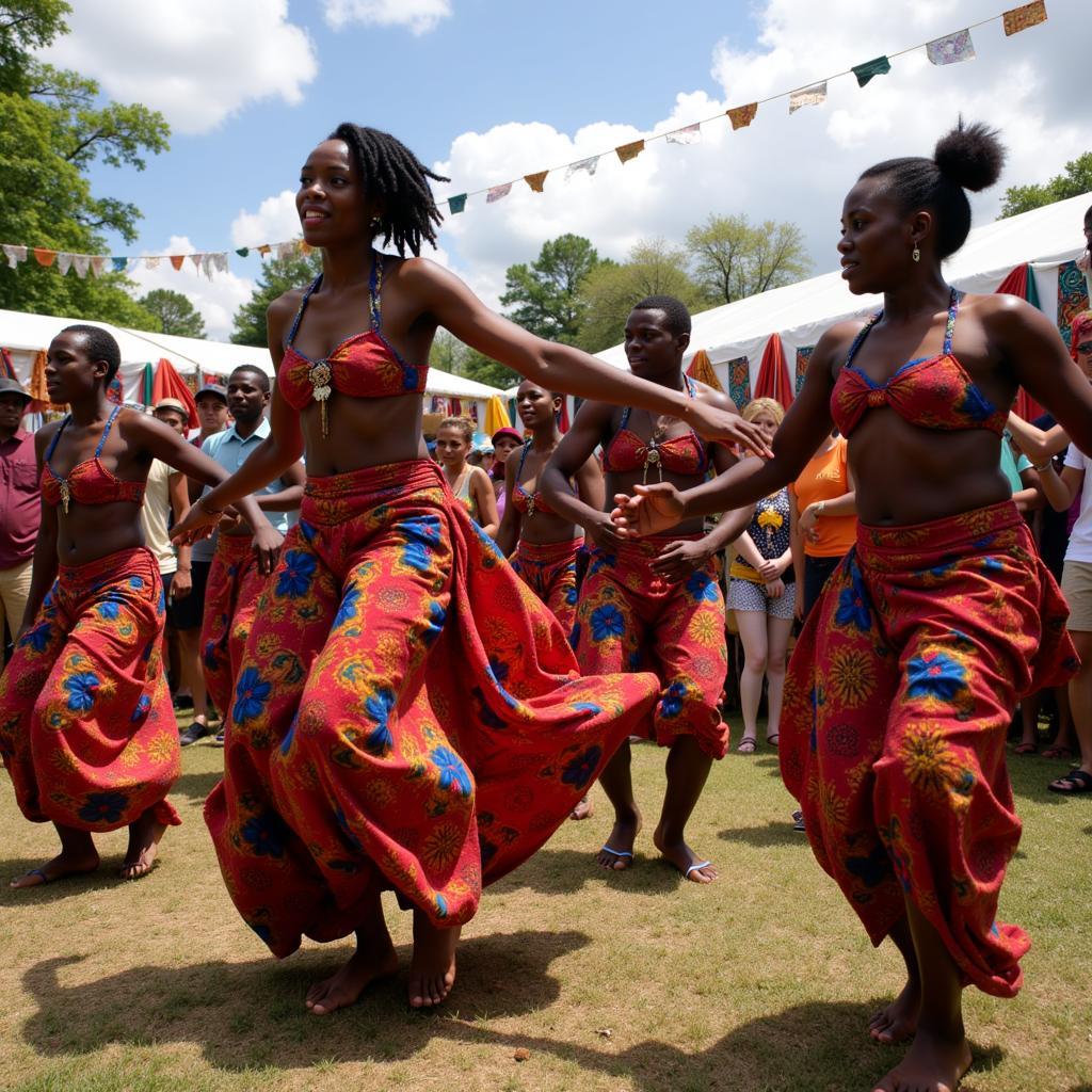 African dancers performing at a festival in Virginia