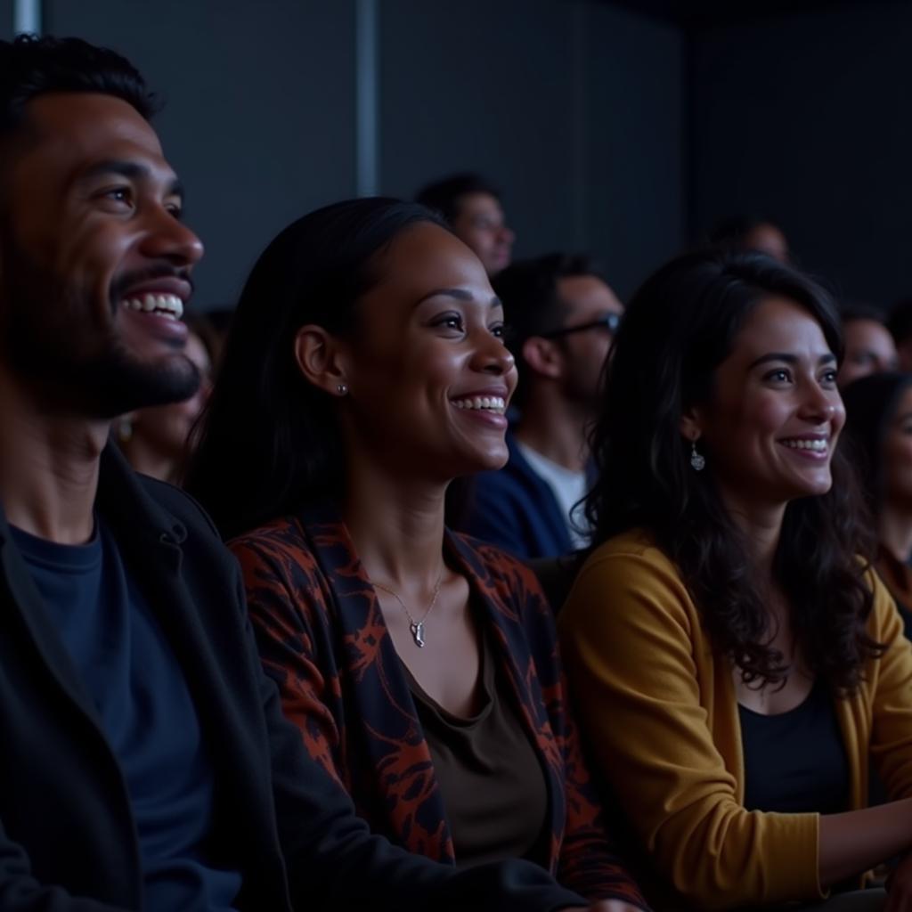 An audience captivated by an African film screening