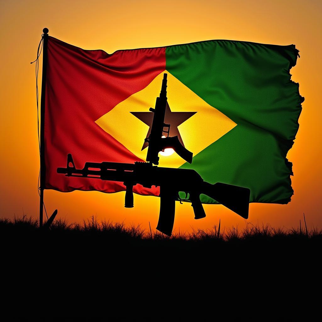 African Flag and AK-47: Symbol of Liberation Struggle