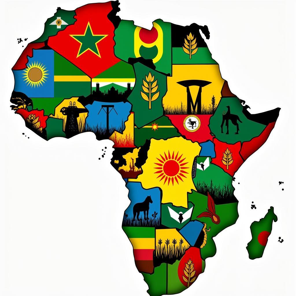 African Flags with Agricultural Symbols